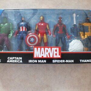 NEW Marvel (5) Action Figures 6" Spiderman Iron Man Capt America Hulk Thanos